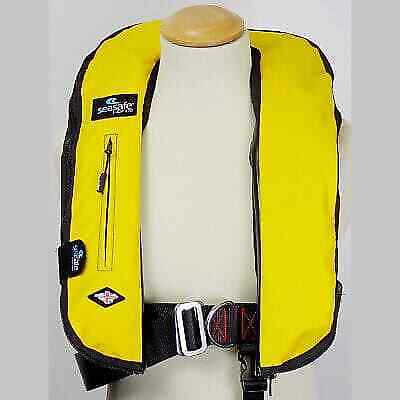 Inflatable 150N Life Jacket with Harness & D-Ring - Soft Yellow