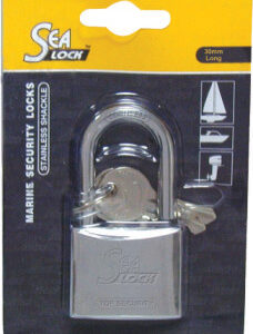 Marine Padlock, SeaLock, w/long shackle, 30m