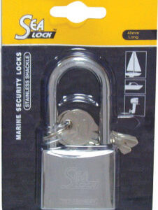 Marine Padlock, SeaLock, w/long shackle, 40mm